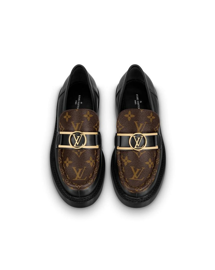 Louis Vuitton Academy loafers in monogram canvas and black patent leather with gold LV Circle hardware — Louis Vuitton | Endless UAE