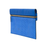 Blue snakeskin clutch with gold zip detail — Victoria Beckham | Endless UAE
