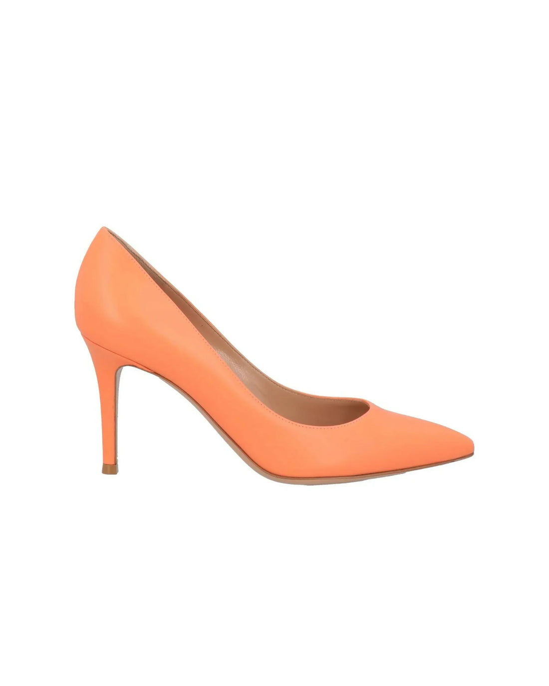 Orange pointed-toe stiletto pump with curved heel — Gianvito Rossi | Endless UAE
