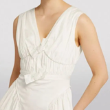 A-Line Bow-Detail Mini Dress in cream with V-neckline — Self-Portrait | Endless UAE