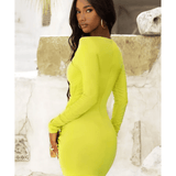 Asymmetric Neck Cut Out Ruched Mini Dress