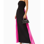Black strapless maxi dress with vibrant pink side panels — Solace London | Endless UAE