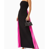 Black strapless maxi dress with vibrant pink side panels — Solace London | Endless UAE