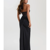 Black halter maxi dress with sheer bodice and ruched detail — Sydney Lane | Endless UAE