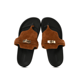Hermes Empire suede goatskin womens sandal with brown strap and black sole — Hermes | Endless UAE