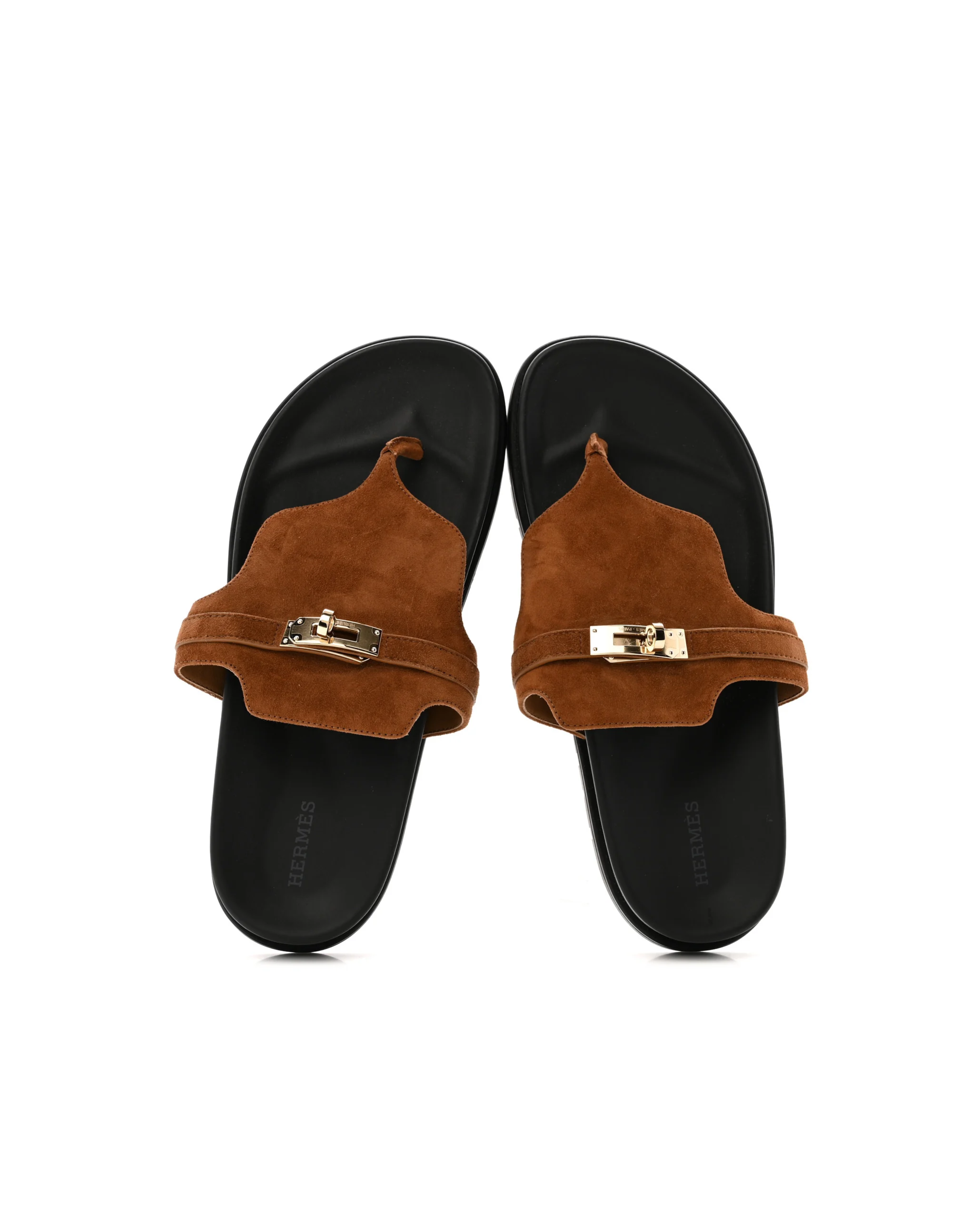 Hermes Empire suede goatskin womens sandal with brown strap and black sole — Hermes | Endless UAE