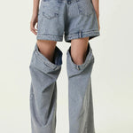 Ashton Cut-out Jeans in light blue denim with strategic knee and thigh cutouts — Attico | Endless UAE