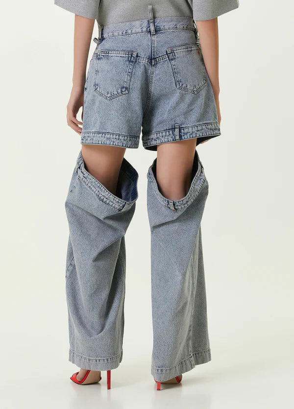 Ashton Cut-out Jeans in light blue denim with strategic knee and thigh cutouts — Attico | Endless UAE