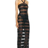 Paillettes Stripes Dress