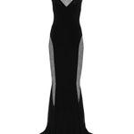Black sleeveless maxi dress with sheer mesh panels and sweetheart neckline — Norma Kamali | Endless UAE