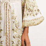 Cream floral midi dress with gold embroidery and puffed sleeves — Zimmermann | Endless UAE