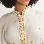 Cream floral midi dress with gold embroidery and puffed sleeves — Zimmermann | Endless UAE