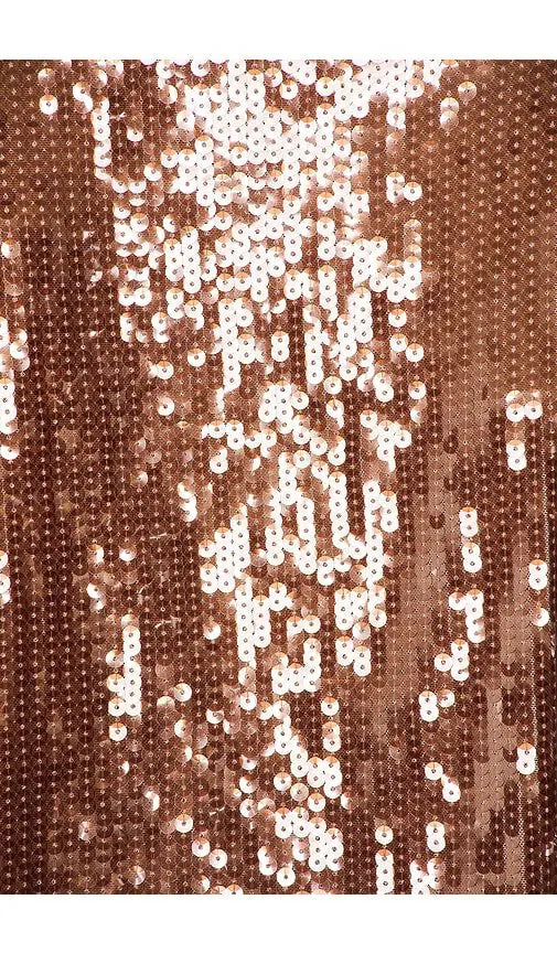 Rose gold sequin mini dress with long sleeves and v-neckline — Verona | Endless UAE