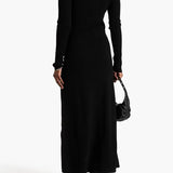 Ruched Ribbed Wool-Blend Midi Dress