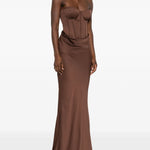 Brown corset panelled maxi dress with strapless neckline — Rotate Birger Christensen | Endless UAE