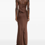 Brown corset panelled maxi dress with strapless neckline — Rotate Birger Christensen | Endless UAE