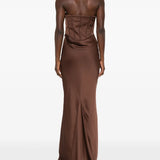 Brown corset panelled maxi dress with strapless neckline — Rotate Birger Christensen | Endless UAE