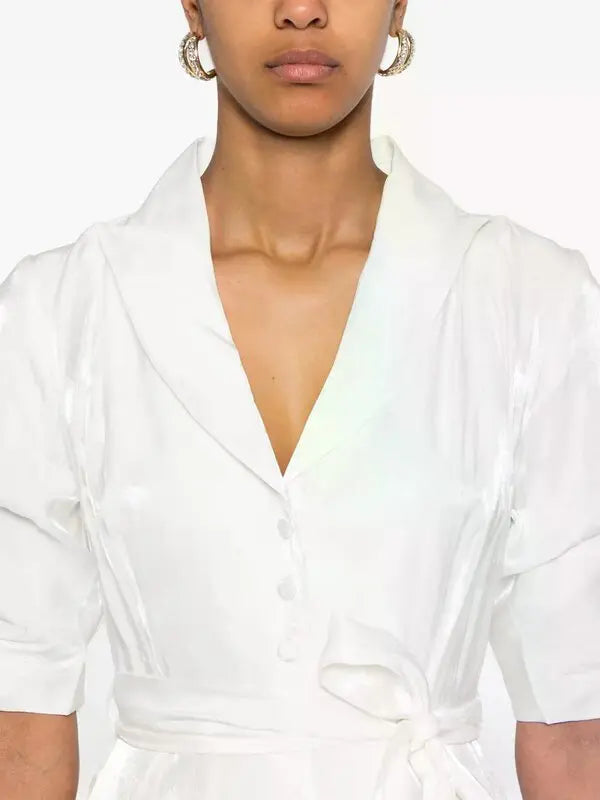 Classic white shirt dress with collar and belt detail — Baruni | Endless UAE