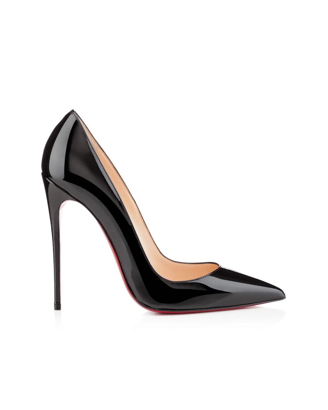 Black pointed-toe pumps with beige leather insole and white tissue paper insert — Endless | Endless UAE