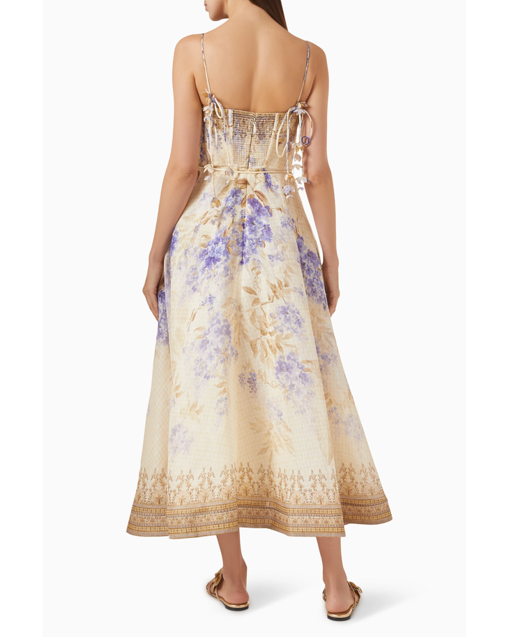Floral print midi dress with sweetheart neckline and tie waist — Zimmermann | Endless UAE