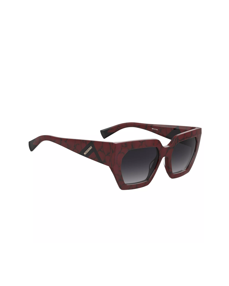 Oversized square sunglasses with burgundy tortoiseshell frames and gradient dark lenses — Missoni | Endless UAE
