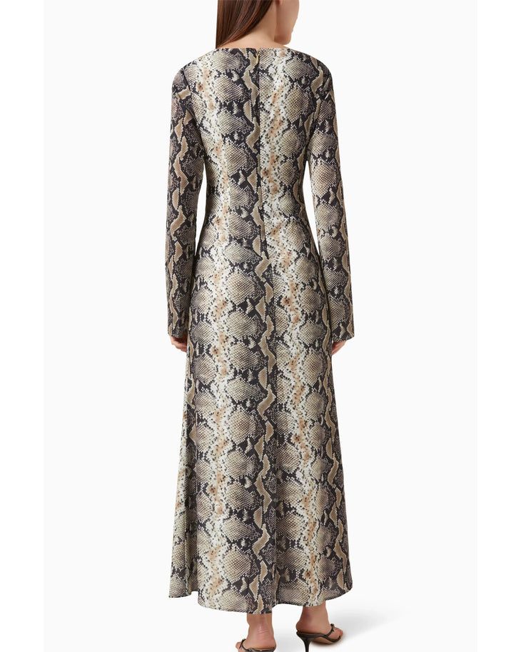 Python print maxi dress with long sleeves and cut-out waist detail — Mossman | Endless UAE