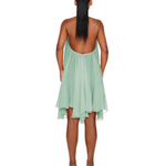 Halter neck flowy mint green dress with asymmetrical hemline — Coucoo | Endless UAE