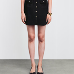 Black suede mini skirt with snap button closure and chest pockets — Claudie Pierlot | Endless UAE