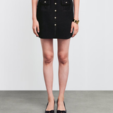 Black suede mini skirt with snap button closure and chest pockets — Claudie Pierlot | Endless UAE
