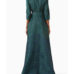 Emerald green belted shirt dress with floral embellishment detail — Teri Jon | Endless UAE