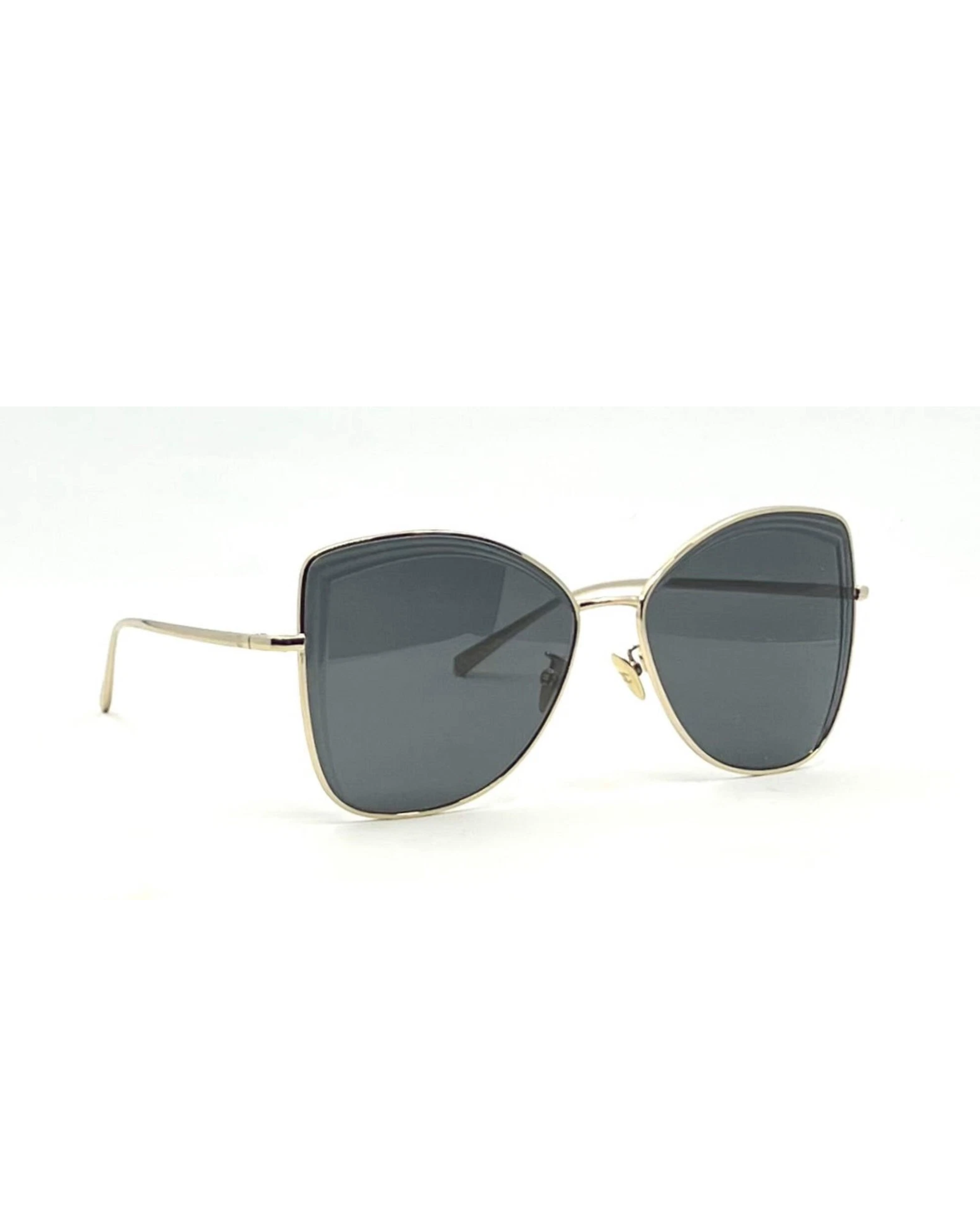 Gold cat-eye sunglasses with dark gray lenses and thin metal frames — Chanel | Endless UAE