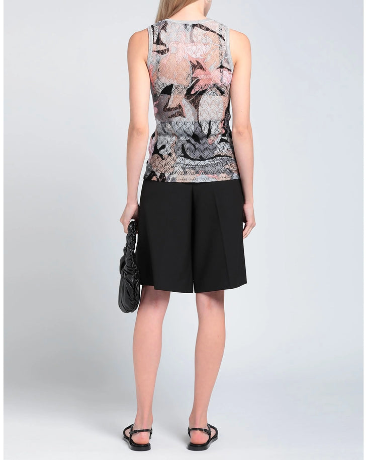 Patterned knit vest with geometric design in pink, black and white — Missoni | Endless UAE