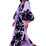 Roses Fully Wmbroidered Cotton Caftan Midi