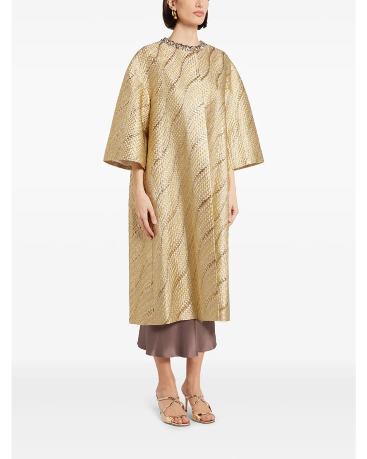 Crystal-Embellished Metallic Gold Coat — Dice Kayek | Endless UAE