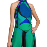 Colorblocked Silk Twill Halter Top