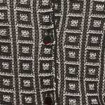 Black geometric patterned crop cardigan with red waistband and cuffs — Bottega Veneta | Endless UAE