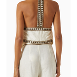 Taylen Embroidered Co-ord Set in cream with gold embroidery — Scarlet Poppies | Endless UAE