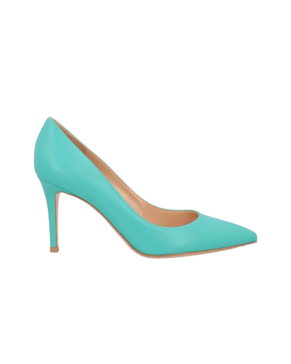 Turquoise pointed-toe pump with slim heel and smooth leather finish — Gianvito Rossi | Endless UAE