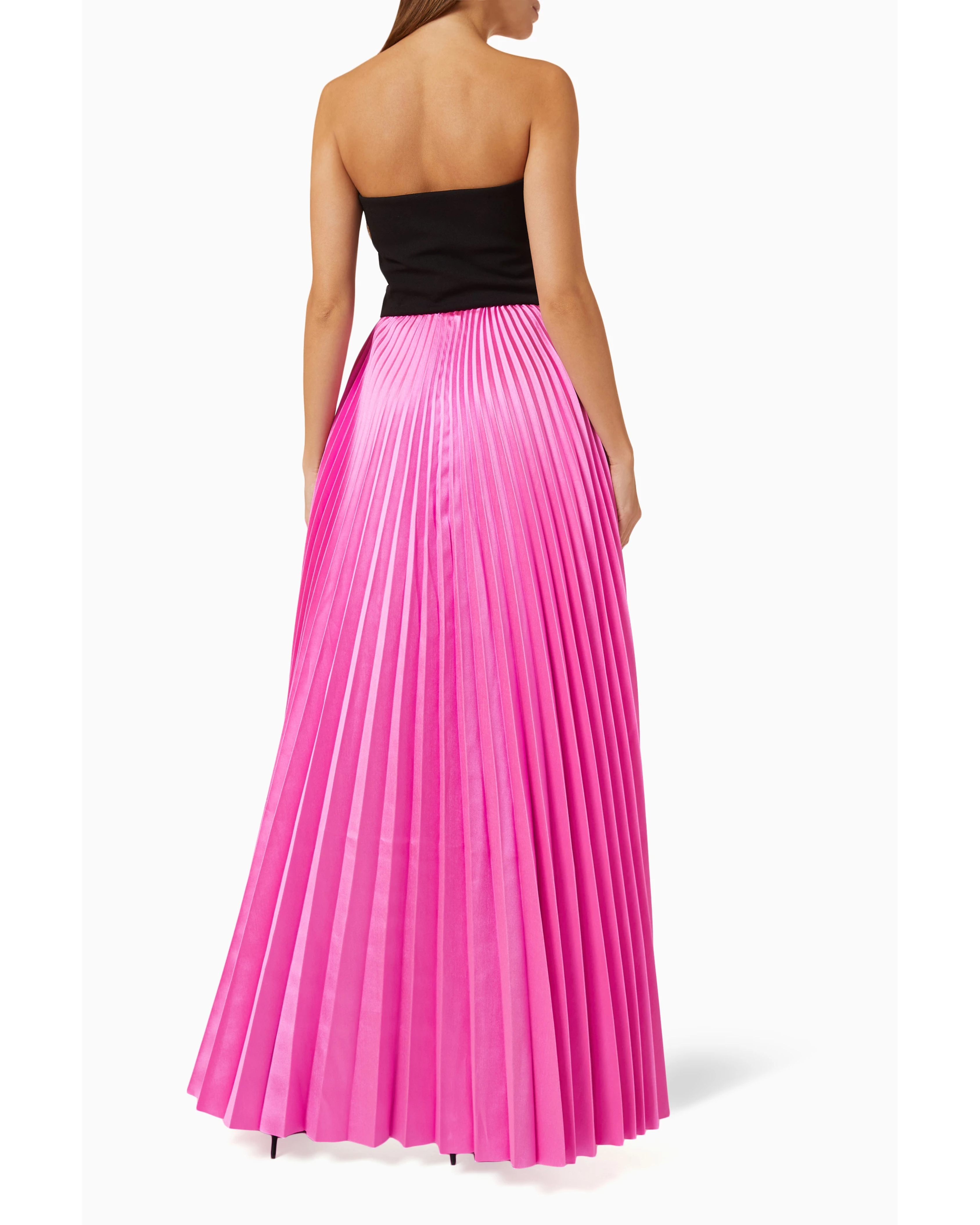 Black strapless maxi dress with vibrant pink side panels — Solace London | Endless UAE