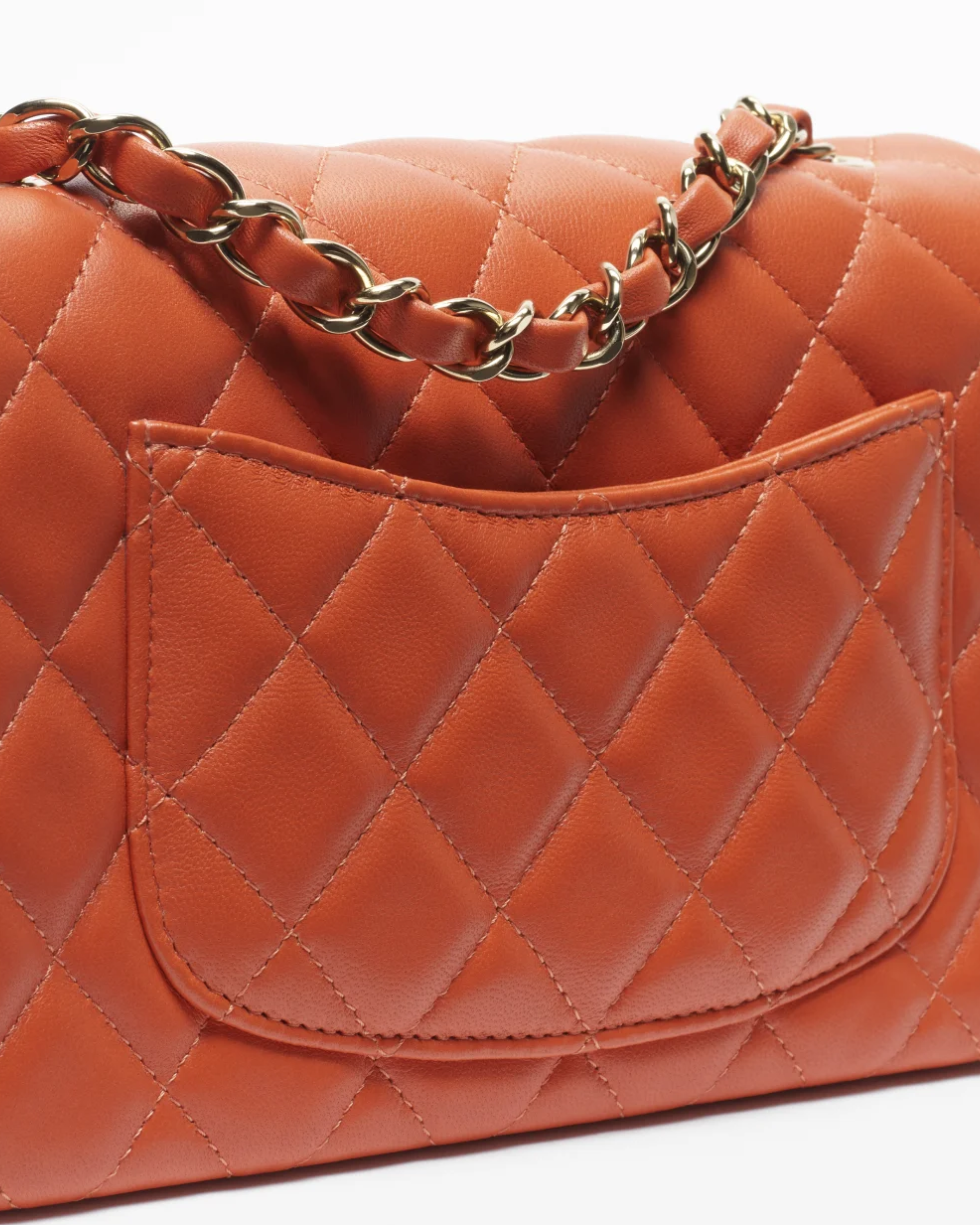 Coral quilted lambskin mini classic handbag with gold CC logo — Chanel | Endless UAE