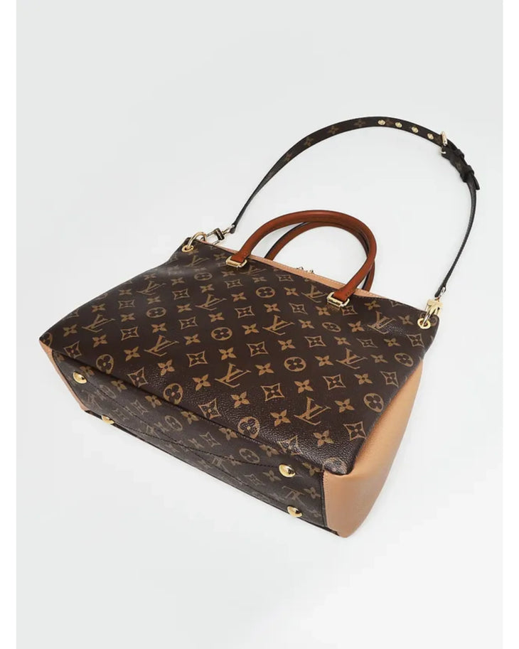 Louis Vuitton Pallas bag in monogram canvas with sesame leather trim, dual top handles and adjustable shoulder strap — Louis Vuitton | Endless UAE
