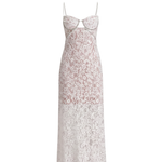 White lace maxi dress with embellished bustier top and cutout detail — Self-Portrait | Endless UAE