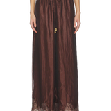 Burgundy Ophelia lace top and pants set with puffed sleeves and pleated details — Aje | Endless UAE