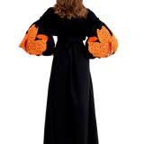 Lilies Sleeves Embroidered Cotton Caftan Maxi