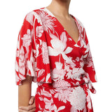 Print Wrap Tie Blouse