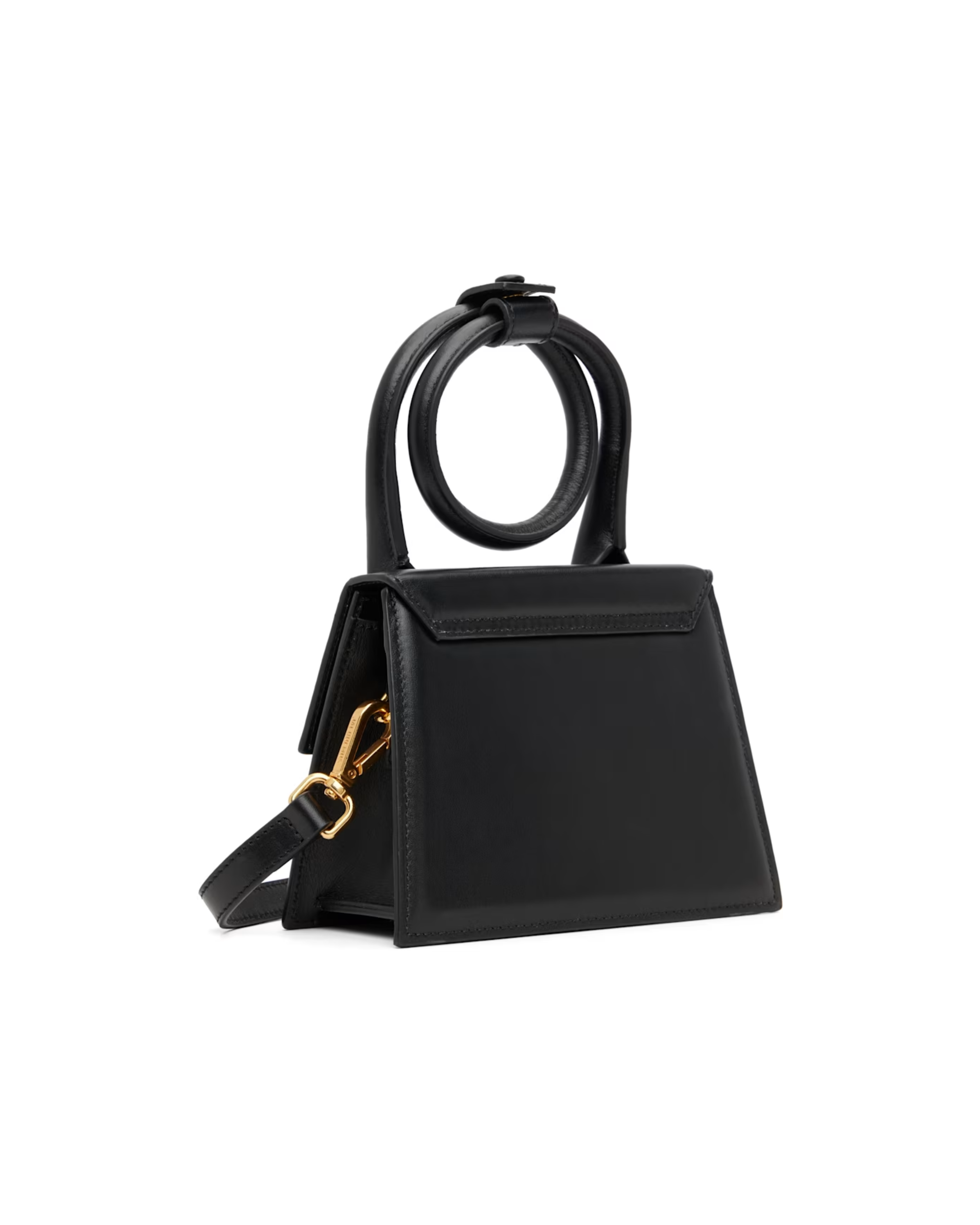 Black leather Knot Chiquito bag with curved handles and gold branding — Jacquemus | Endless UAE