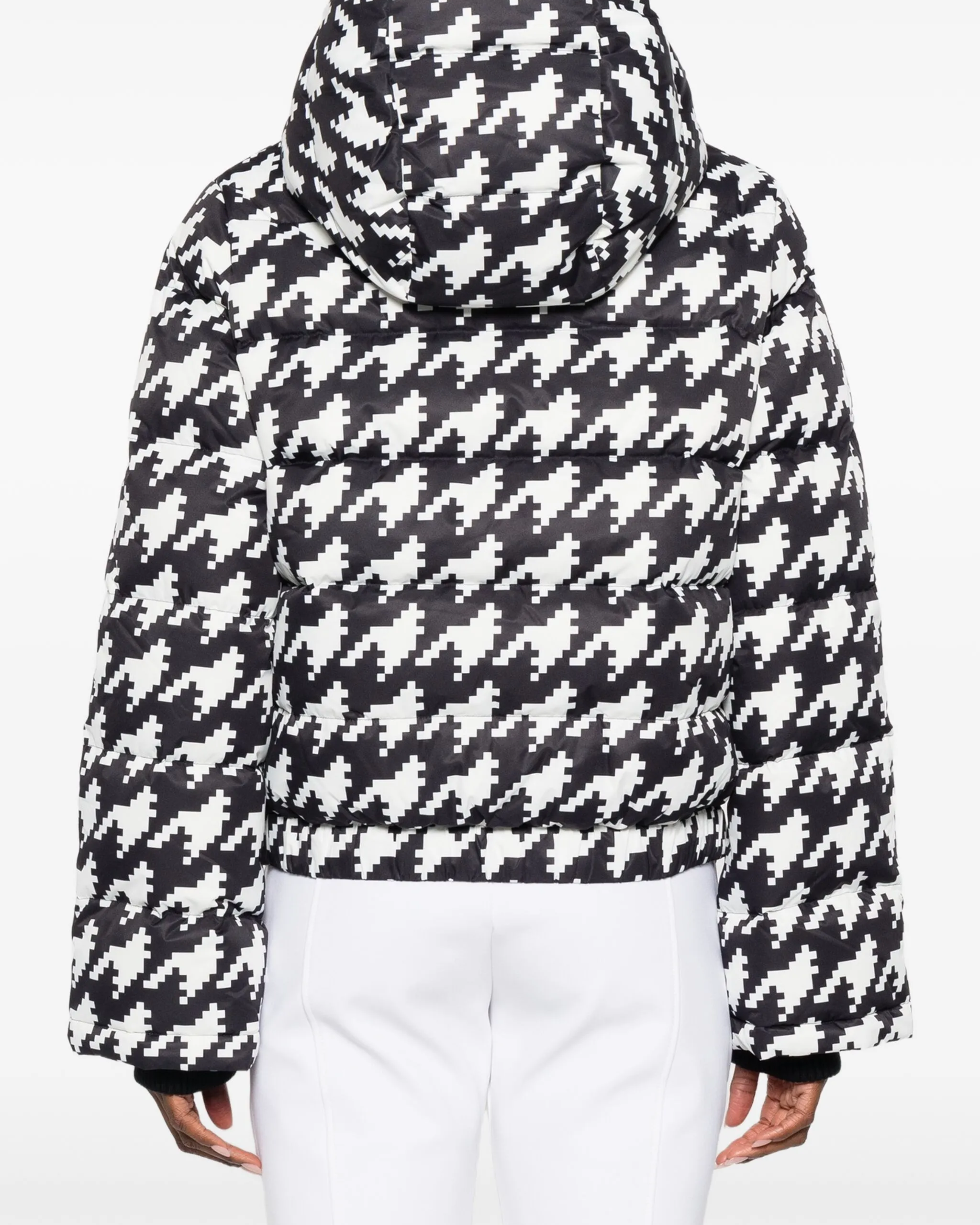 Black and white houndstooth oversized puffer jacket — Perfect Moment | Endless UAE