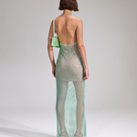 Mint rhinestone fishnet cowl neck maxi dress with spaghetti straps — Self-Portrait | Endless UAE