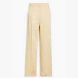 Natural Pleated Satin Wide-leg Trousers