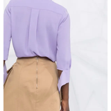 Logo-plaque straight short skirt in beige with back zip closure — Elisabetta Franchi | Endless UAE